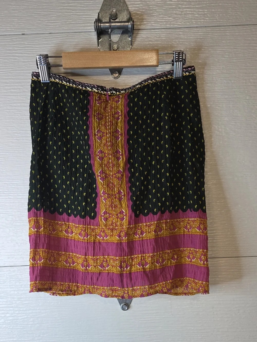 Zara Black, Magenta & Gold Tie-Front Mini Skirt